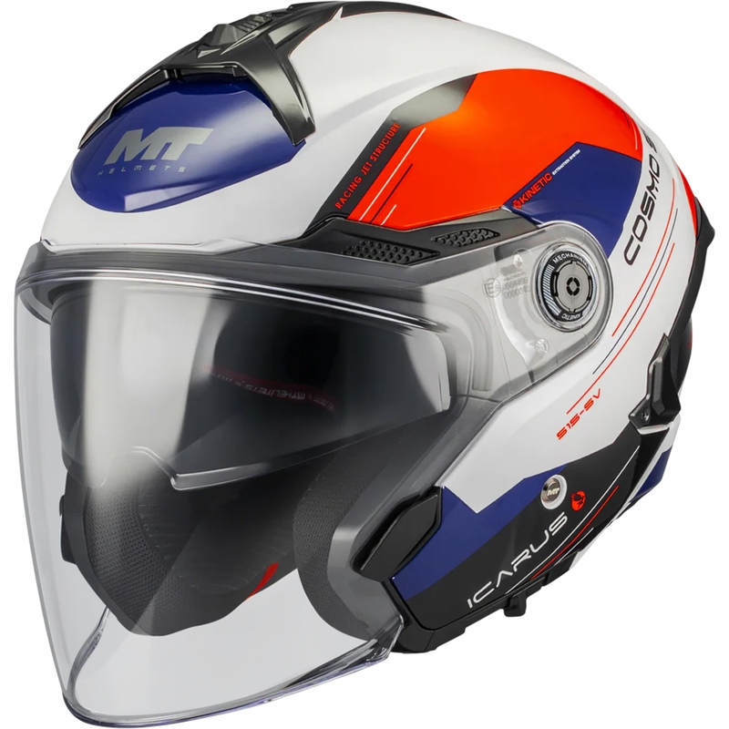 Cască de motocicletă deschisă MT Cosmo SV Icarus A5 albastru-alb-roșu