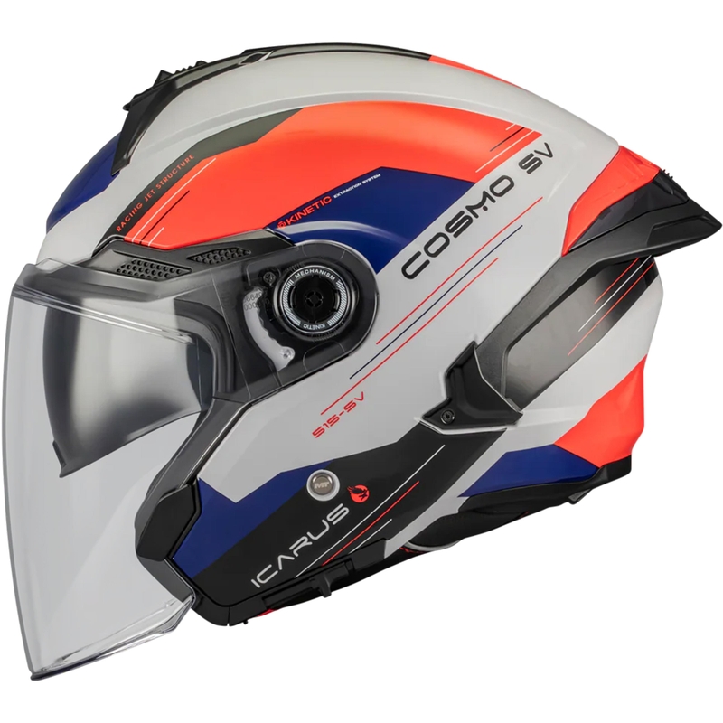 Cască de motocicletă deschisă MT Cosmo SV Icarus A5 albastru-alb-roșu