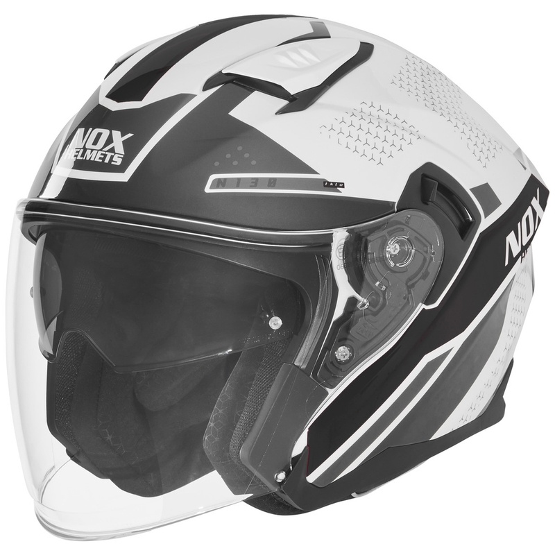 Cască de motocicletă deschisă NOX N130 EKTO alb-negru
