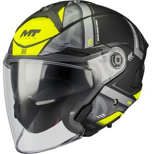 Cască de motocicletă deschisă MT Cosmo SV Arrow B3 negru mat-gri-galben fluo