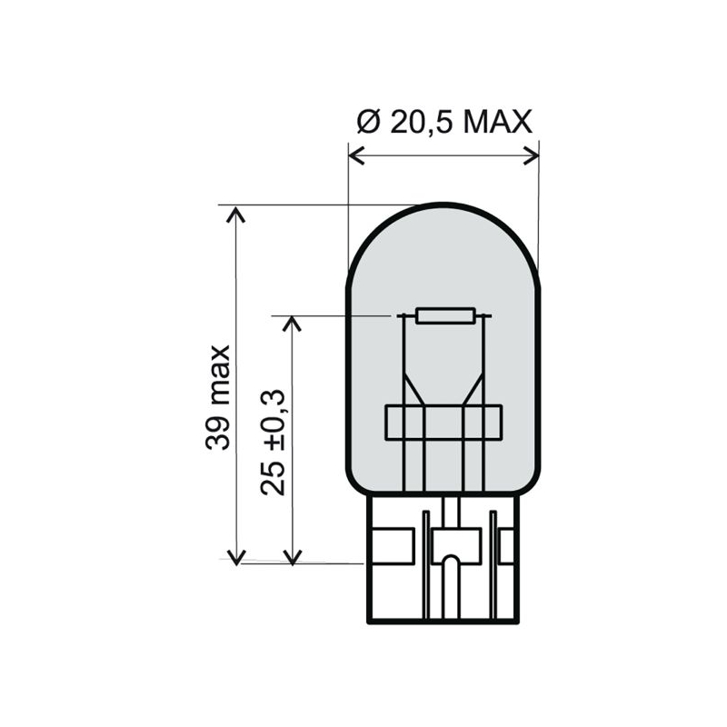 Bec RMS 12V 21W T20 Alb