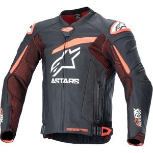 Geacă din piele moto Alpinestars GP Plus R 4 Rideknit negru-rosu fluo-alb