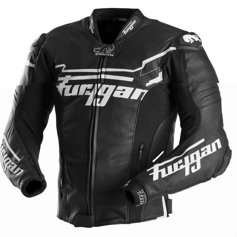 Geacă moto din piele Furygan Sirius alb-negru