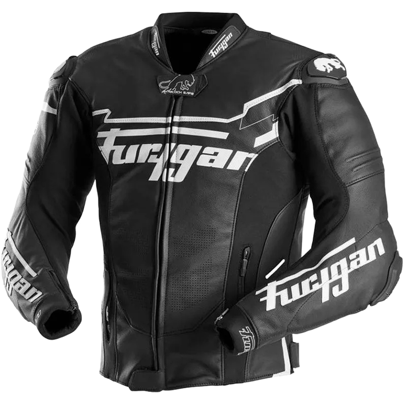 Geacă moto din piele Furygan Sirius alb-negru