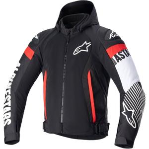 Jacheta moto Alpinestars Zaca Air Waterproof negru-alb-rosu fluo