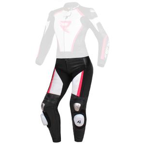 Pantaloni moto pentru femei Street Racer Kiara negru-alb-roz fluorescent lichidare