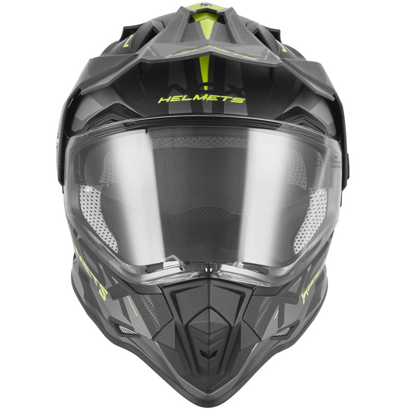 Cască de motocicletă enduro NOX N312 Track negru mat-galben fluo