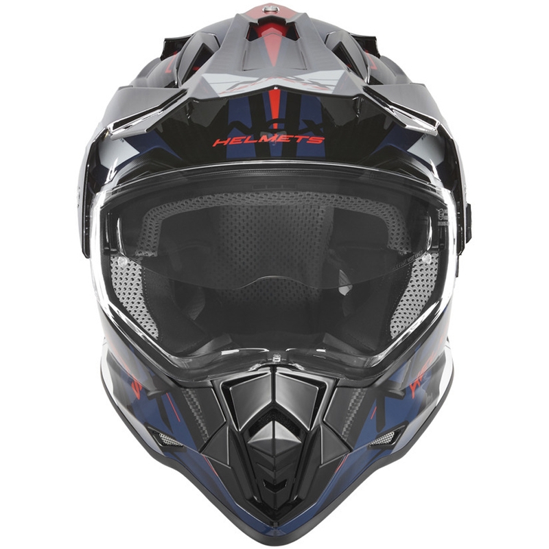 Cască de motocicletă enduro NOX N312 Track albastru-roșu