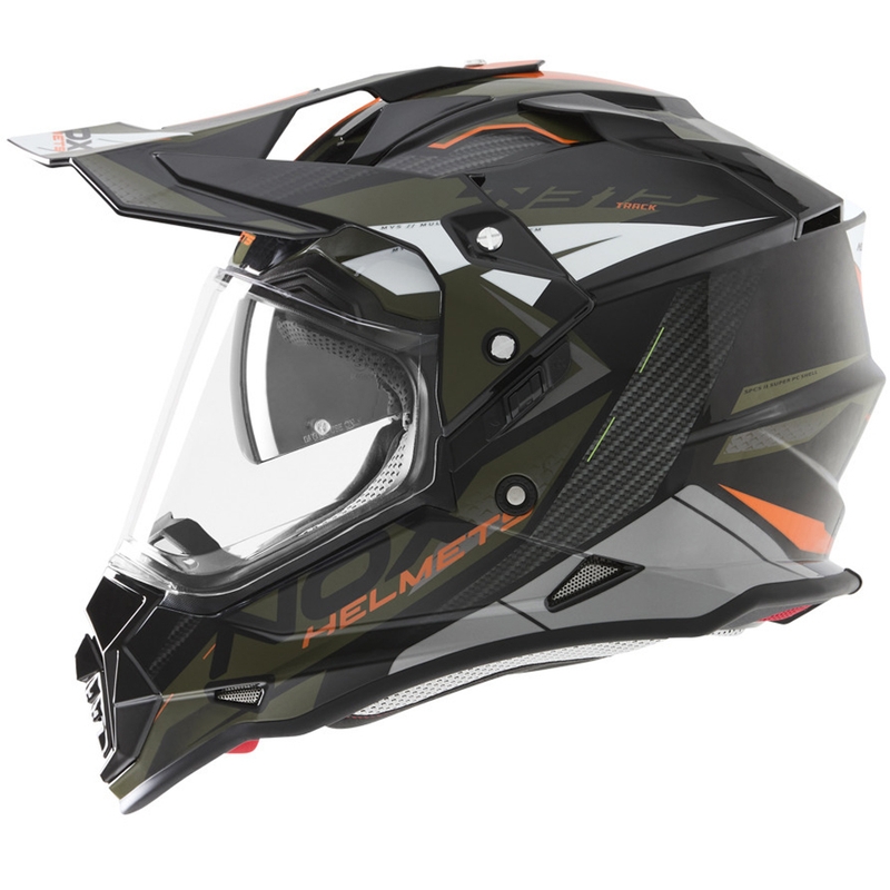 Cască de motocicletă enduro NOX N312 Track kaki-portocaliu