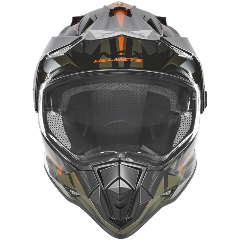 Cască de motocicletă enduro NOX N312 Track kaki-portocaliu