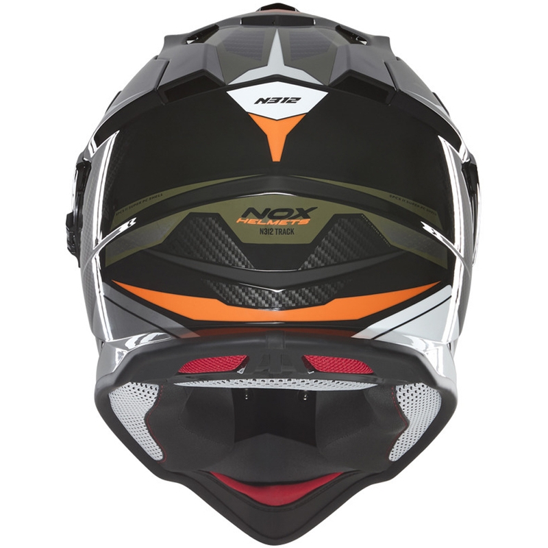 Cască de motocicletă enduro NOX N312 Track kaki-portocaliu