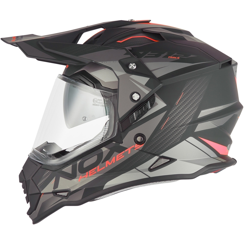 Cască de motocicletă enduro NOX N312 Track negru mat-roșu