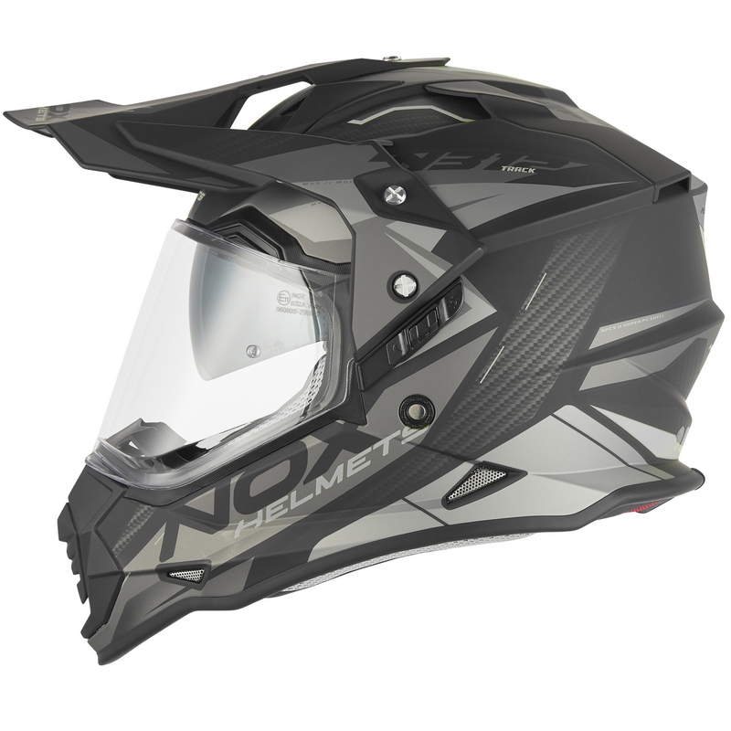 Cască de motocicletă enduro NOX N312 Track negru mat-argintiu