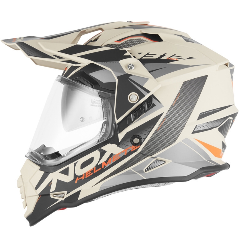 Cască de motocicletă enduro NOX N312 Track, mată, nisip-portocaliu
