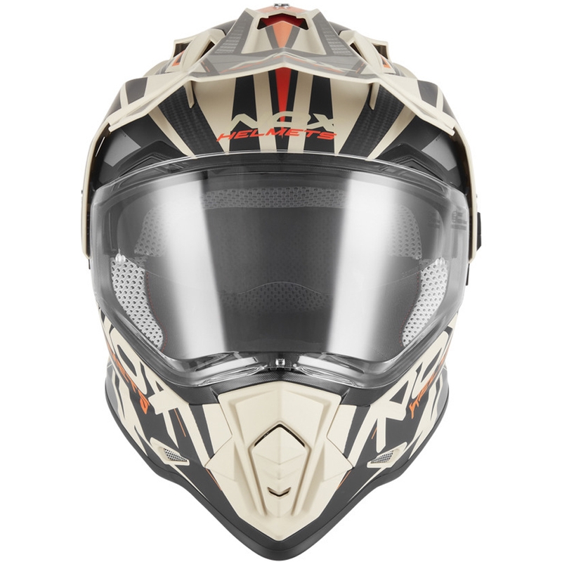 Cască de motocicletă enduro NOX N312 Track, mată, nisip-portocaliu