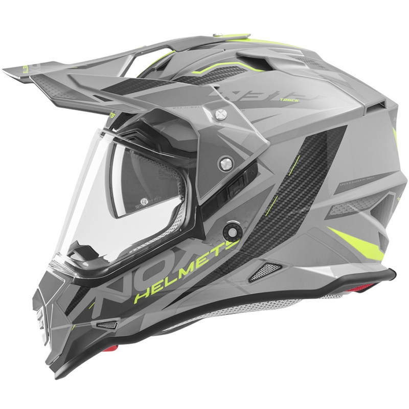 Cască de motocicletă enduro NOX N312 Track gri-galben fluo
