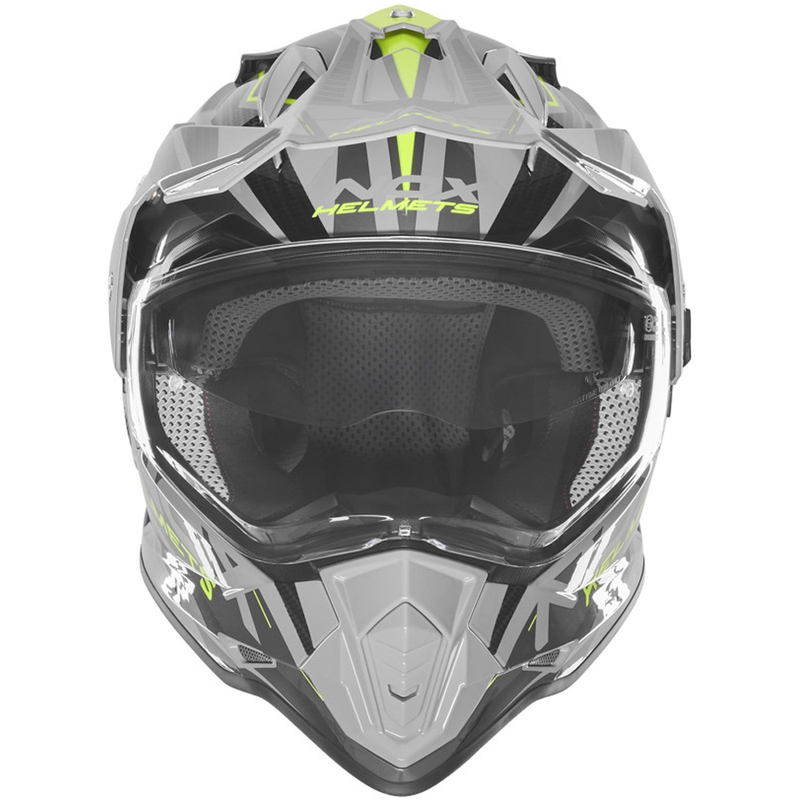 Cască de motocicletă enduro NOX N312 Track gri-galben fluo