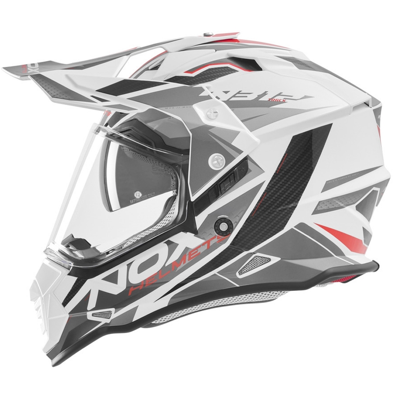 Cască de motocicletă enduro NOX N312 Track alb-roșu