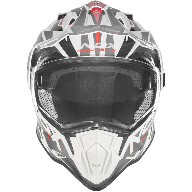 Cască de motocicletă enduro NOX N312 Track alb-roșu