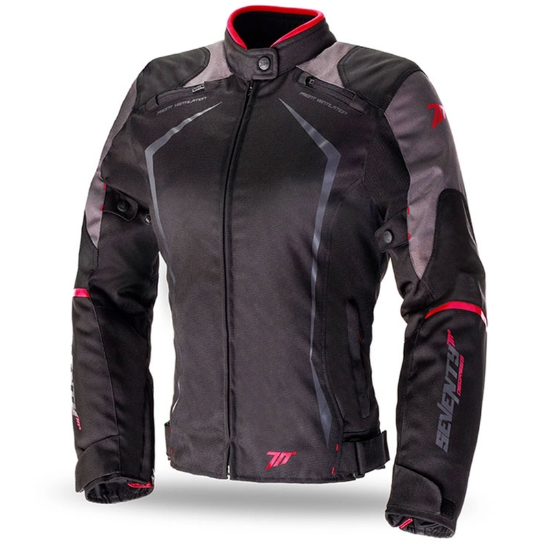 Geaca moto dama SEVENTY DEGREES SD-JR49 negru-rosu