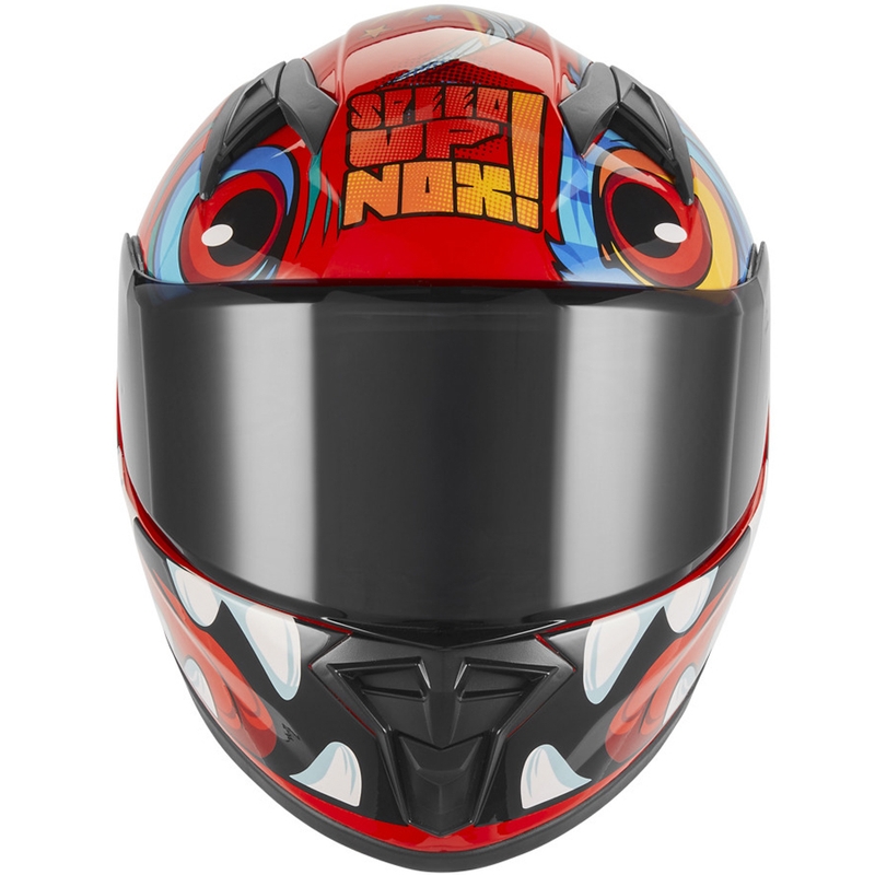 Cască integrală pentru motocicletă NOX N731 Scrappy roșu-multicolor pentru copii