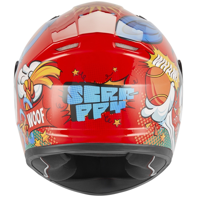 Cască integrală pentru motocicletă NOX N731 Scrappy roșu-multicolor pentru copii