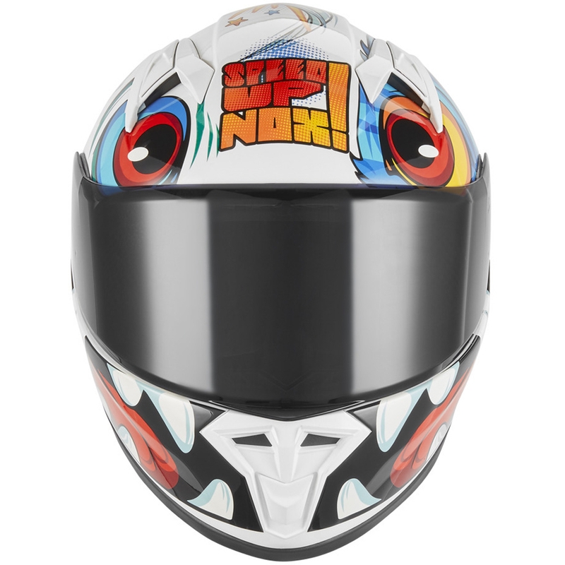 Cască integrală pentru motocicletă NOX N731 Scrappy alb-multicolor pentru copii
