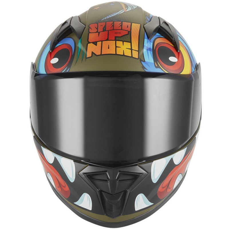 Cască integrală pentru motocicletă pentru copii NOX N731 Scrappy kaki-multicoloră