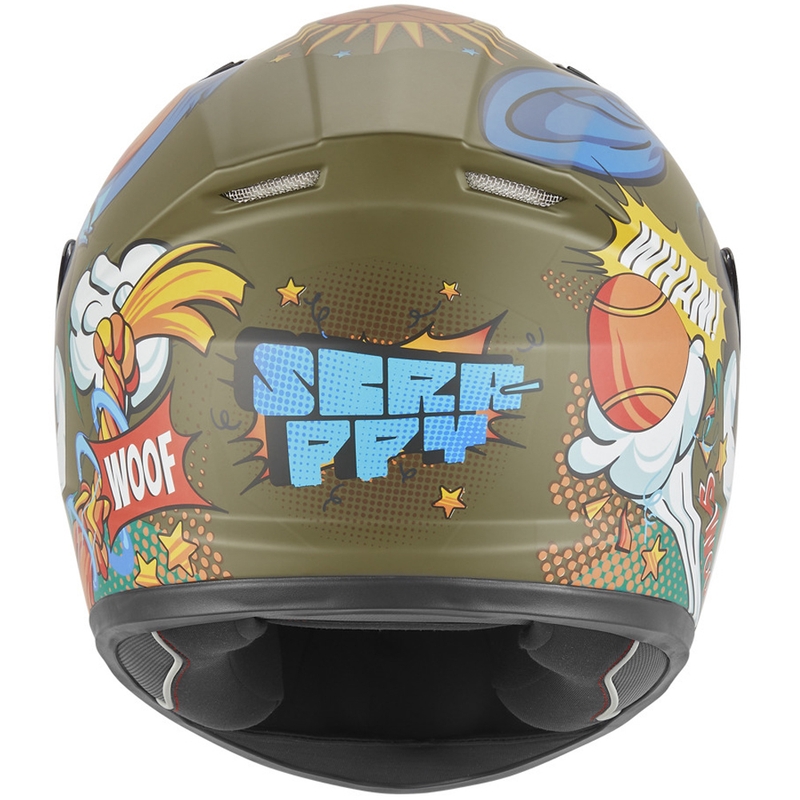 Cască integrală pentru motocicletă pentru copii NOX N731 Scrappy kaki-multicoloră