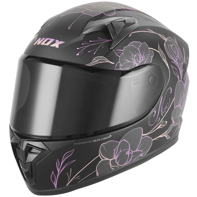 Cască integrală pentru motocicletă NOX N731 Spring, negru mat-roz, pentru copii