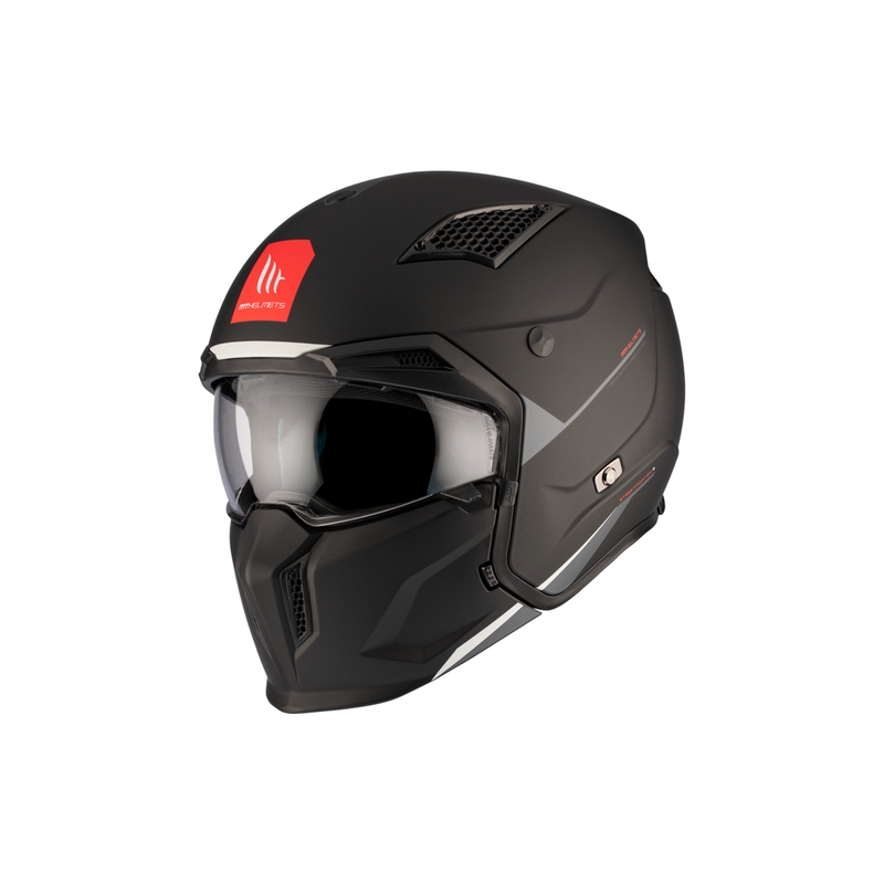 Cască deschisă cu mască MT Streetfighter SV S Solid A1 negru mat cu vizieră iridium - calitatea a II-a - II. calitate - II. calitate