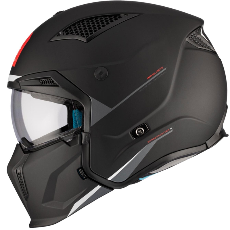 Cască deschisă cu mască MT Streetfighter SV S Solid A1 negru mat cu vizieră iridium - calitatea a II-a - II. calitate - II. calitate