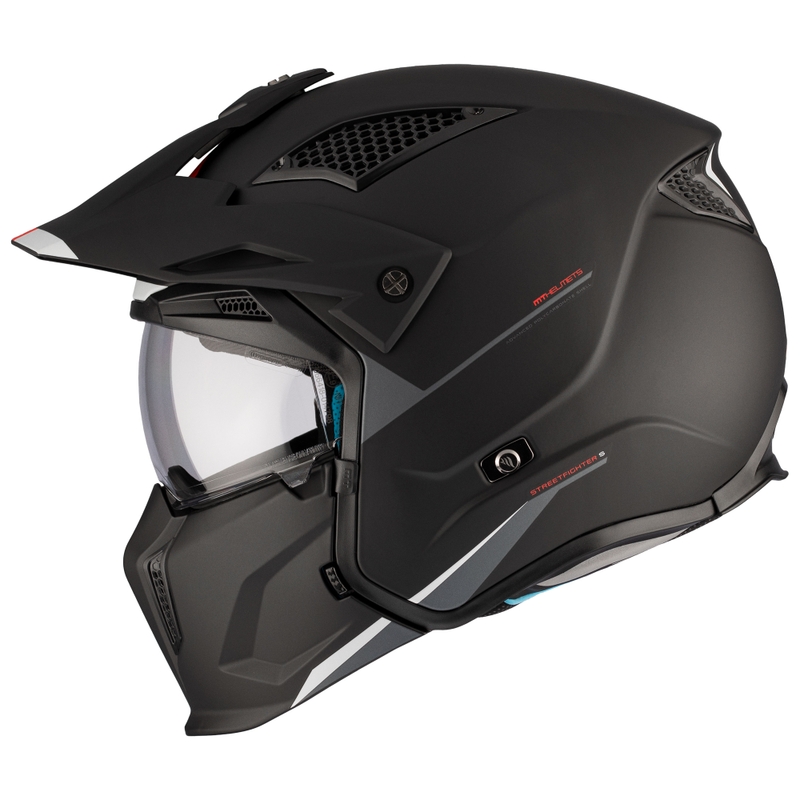 Cască deschisă cu mască MT Streetfighter SV S Solid A1 negru mat cu vizieră iridium - calitatea a II-a - II. calitate - II. calitate