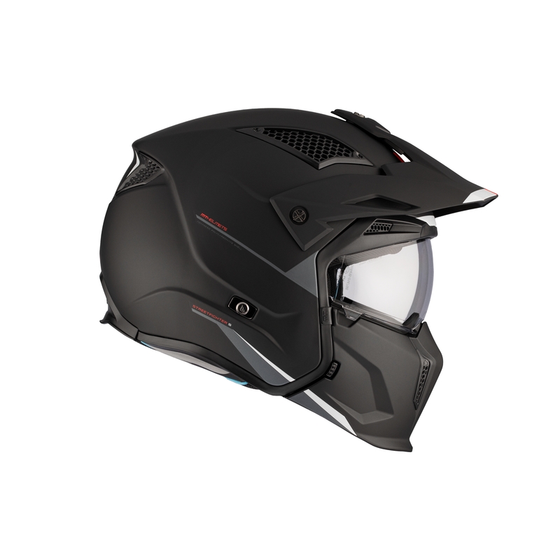 Cască deschisă cu mască MT Streetfighter SV S Solid A1 negru mat cu vizieră iridium - calitatea a II-a - II. calitate - II. calitate