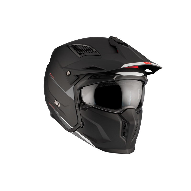 Cască deschisă cu mască MT Streetfighter SV S Solid A1 negru mat cu vizieră iridium - calitatea a II-a - II. calitate - II. calitate