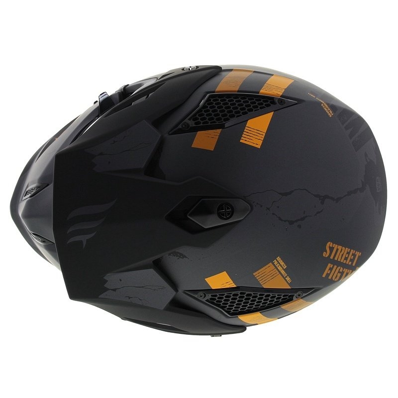 Cască deschisă cu mască MT Streetfighter SV S Skull A12 gri-portocaliu cu vizieră iridium - calitatea a II-a - II. calitate - II. calitate