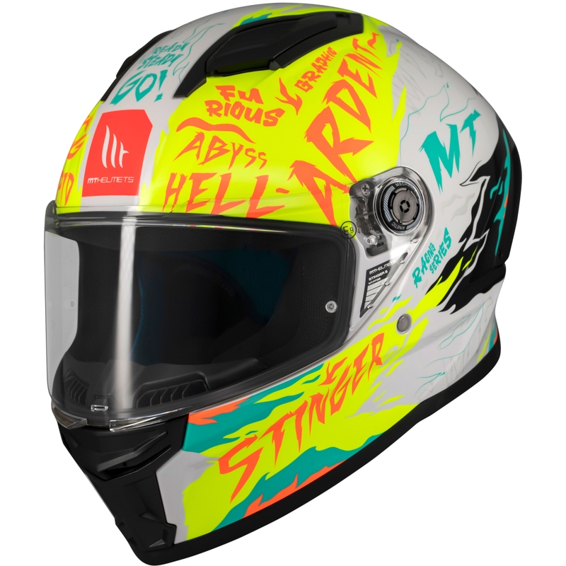 Cască integrală pentru motocicletă MT Stinger 2 Ardent alb-galben - calitatea a II-a - II. calitate - II. calitate