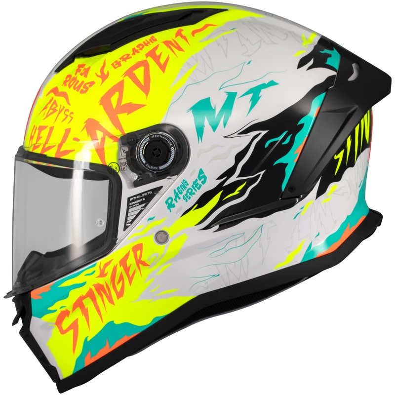 Cască integrală pentru motocicletă MT Stinger 2 Ardent alb-galben - calitatea a II-a - II. calitate - II. calitate