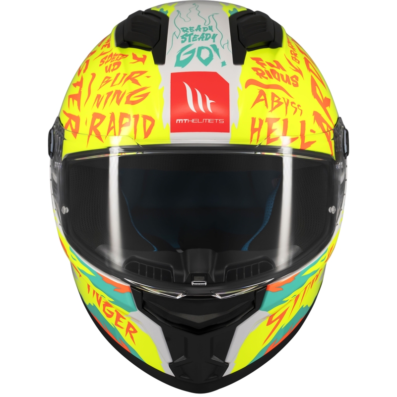 Cască integrală pentru motocicletă MT Stinger 2 Ardent alb-galben - calitatea a II-a - II. calitate - II. calitate