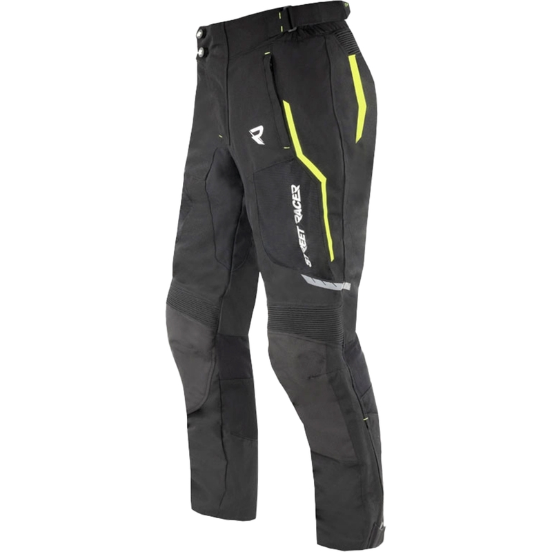 Pantaloni de motocicletă Street Racer Flex Air negru-galben fluo - calitate a doua - II. calitate - II. calitate