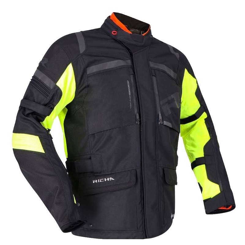 Geacă motociclistă RICHA Brutus GTX negru-galben fluo - calitate a doua lichidare - II. calitate - II. calitate