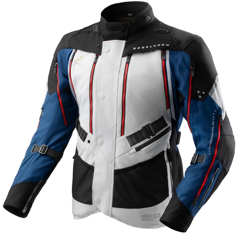 Geacă de motocicletă Rebelhorn Hardy 3.0 albastru-gri-roșu - calitatea a II-a - II. calitate - II. calitate