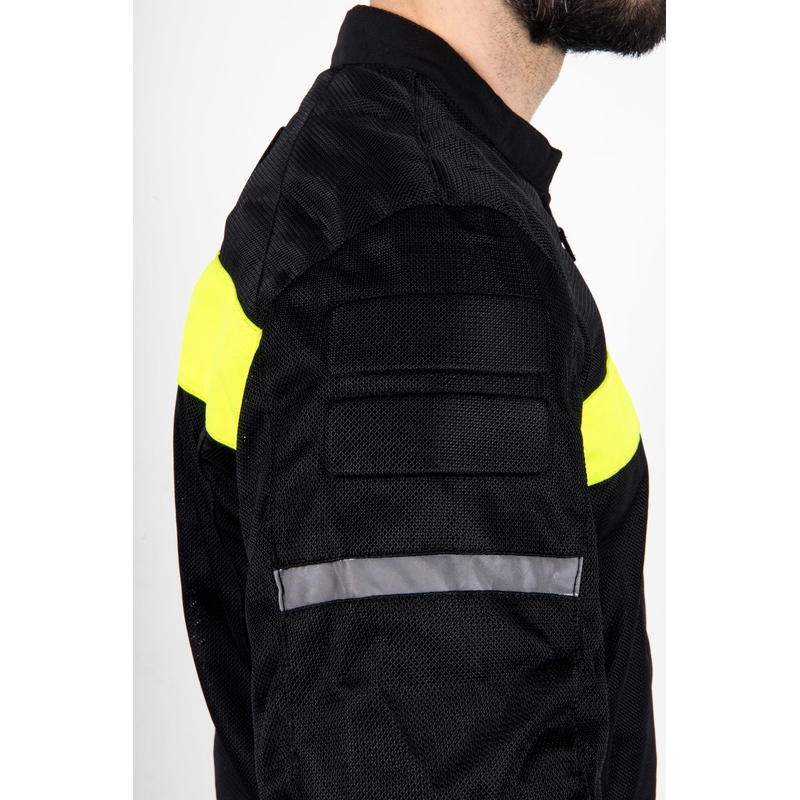 Geacă de motocicletă Ozone Dart negru-galben fluo - calitatea a II-a - II. calitate - II. calitate