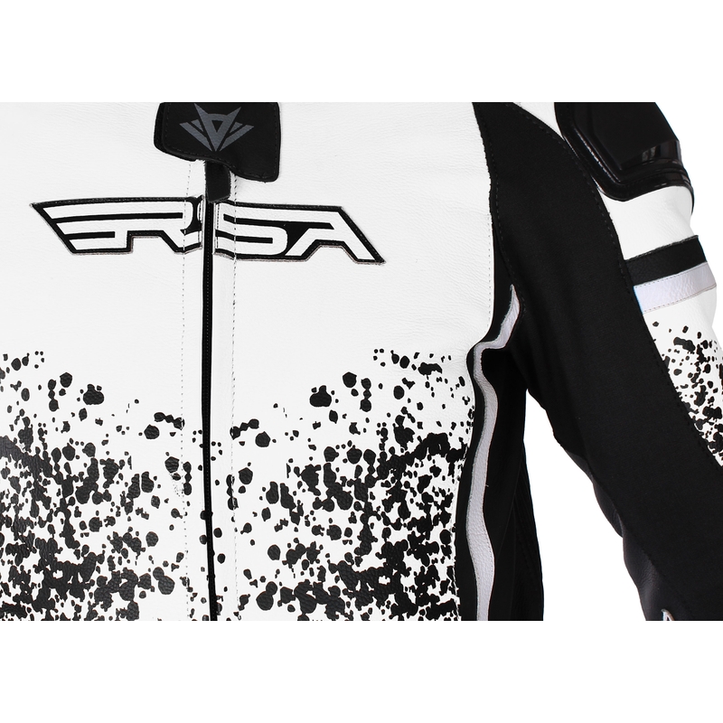 Costum de motocicletă RSA GT2 negru-alb - calitate a doua lichidare - II. calitate - II. calitate