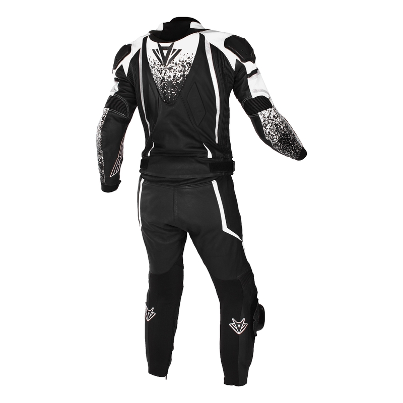 Costum de motocicletă RSA GT2 negru-alb - calitate a doua lichidare - II. calitate - II. calitate