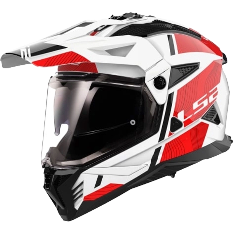 Cască de motocicletă Enduro LS2 MX702 PIONEER II HILL alb-roșu