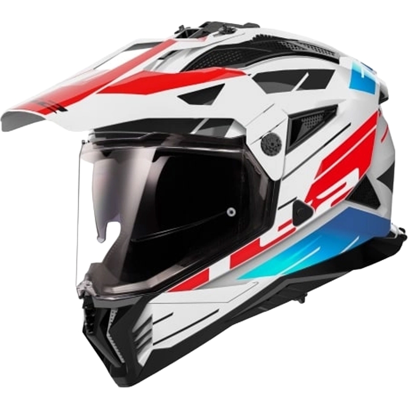 Cască de motocicletă enduro LS2 MX702 PIONEER II NAMIB alb-albastru-roșu