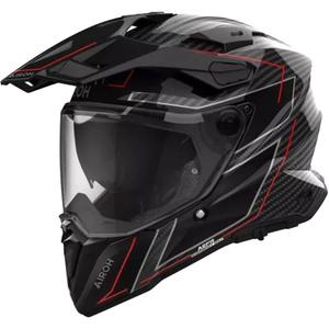 Casca moto Enduro Airoh Commander 2 Carbon Stylish negru-rosu