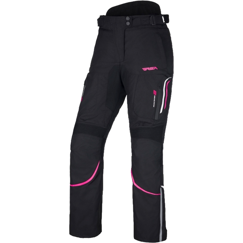 Pantaloni moto pentru femei RSA Wasp negru, alb i roz pentru femei