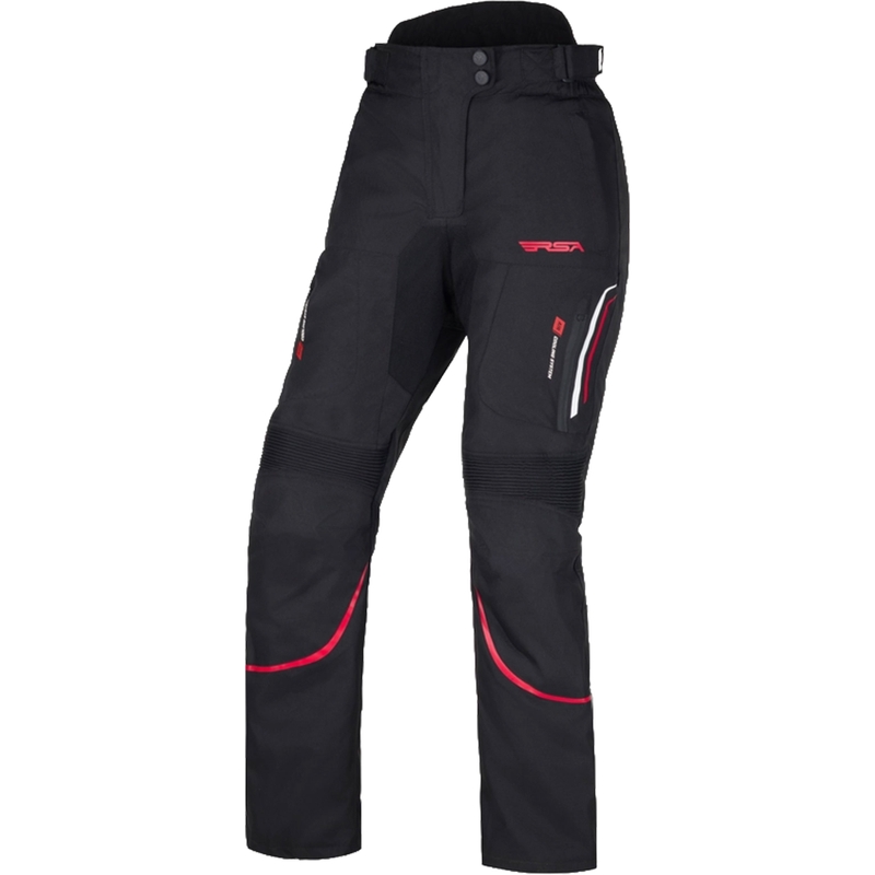 Pantaloni moto pentru femei RSA Wasp negru, alb i rou pentru motociclete RSA Wasp